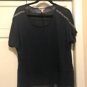Blue blouse with glitter shoulders